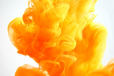 gelber Rauch, Tinte, Wasser, Gelb, Rauch, Experimente, Kunst, Chaos, -assoziation, Hintergründe, HD-Hintergrundbild HD wallpaper