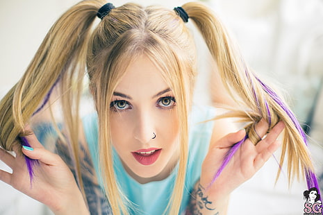 blondynka, kobiety, tatuaż, Trece, Suicide Girls, Tapety HD HD wallpaper