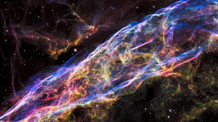 papier peint de galaxies multicolores, nébuleuse de voile, espace, nébuleuse, NASA, sciences, étoiles, univers, Hubble, Fond d'écran HD