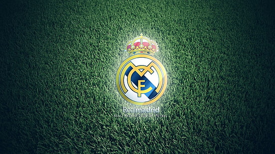 Logo Real Madrid, Real Madrid, sepak bola, lapangan sepak bola, olahraga, Wallpaper HD HD wallpaper