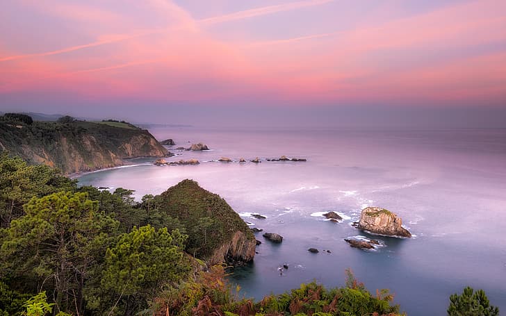 sea, coast, Spain, Asturias, Beach of Silence, Castaneras, Novellana, HD wallpaper