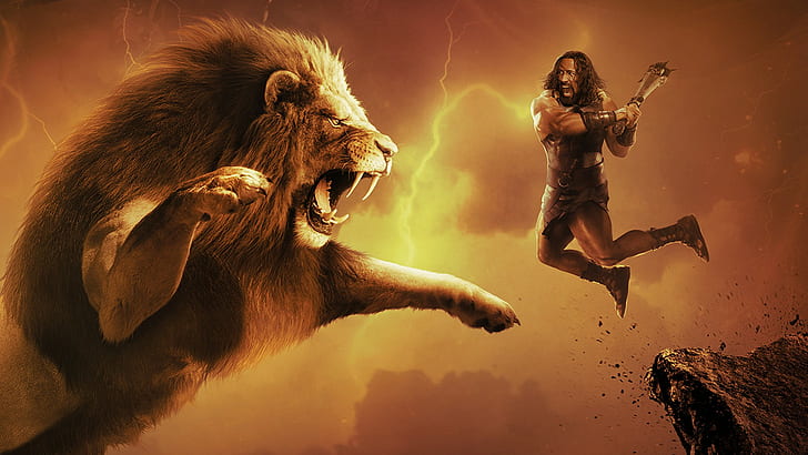 Hércules, Dwayne Johnson, Hércules, Dwayne Johnson, el león, furioso, Fondo de pantalla HD