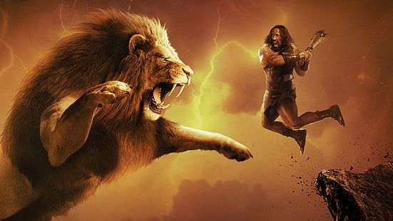 Hércules, Dwayne Johnson, Hércules, Dwayne Johnson, el león, furioso, Fondo de pantalla HD HD wallpaper