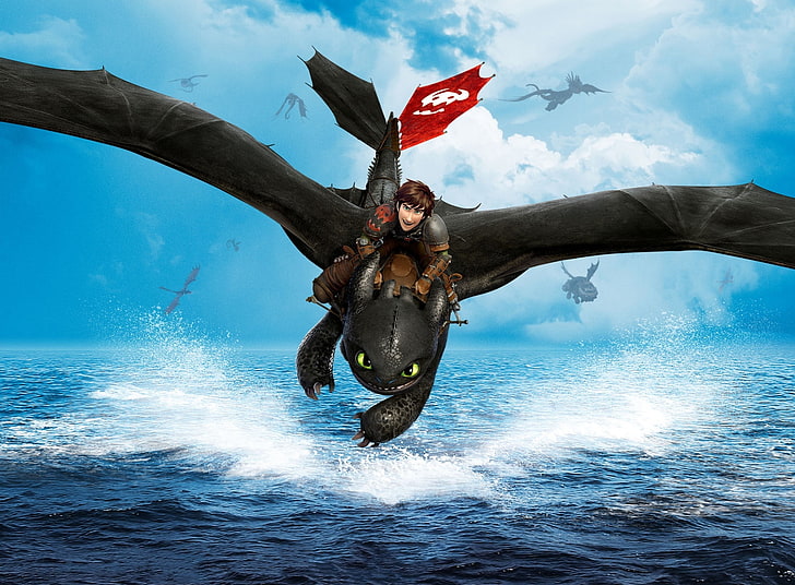How to Train Your Dragon 2 2014, How To Train Your Dragon Hiccup and Toothless wallpaper, Cartoons, Others, toothless, hiccup, 2014, How to Train Your Dragon 2, HD wallpaper