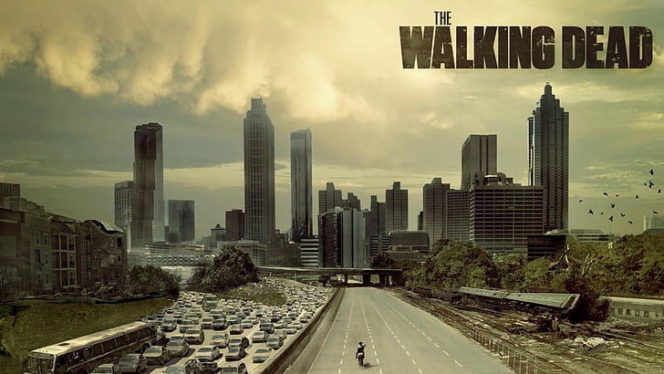 The Walking Dead City HD, el fondo de pantalla de Walking Dead, coches, ciudad, oscuro, vacío, muchos, The Walking Dead, Fondo de pantalla HD