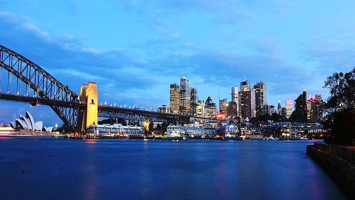 siyah metal köprü, Sydney, Avustralya, şehir, cityscape, HD masaüstü duvar kağıdı