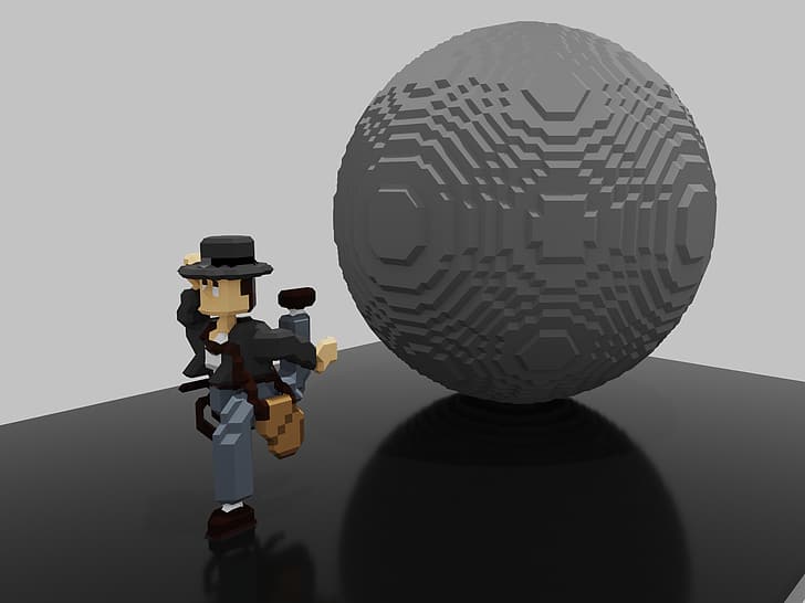 Indiana Jones, vóxeles, pixel art, low poly, Fondo de pantalla HD