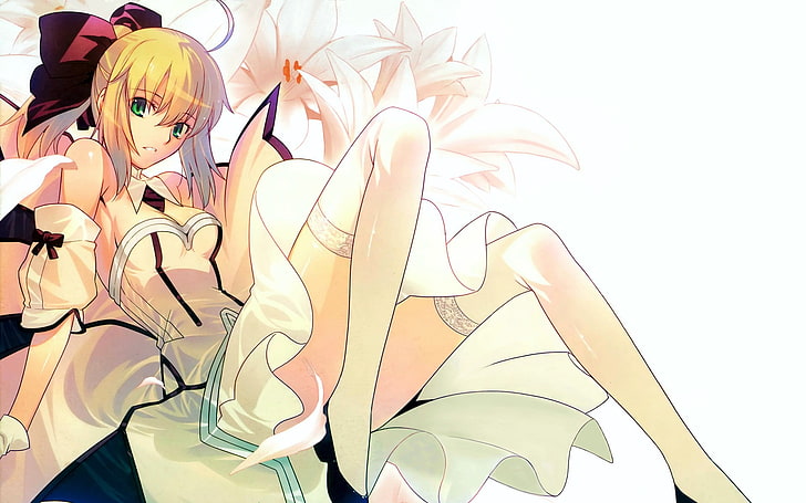 female anime character wallpaper, Saber, anime girls, Fate Series, Fate/Stay Night, Type-Moon, Saber Lily, HD wallpaper