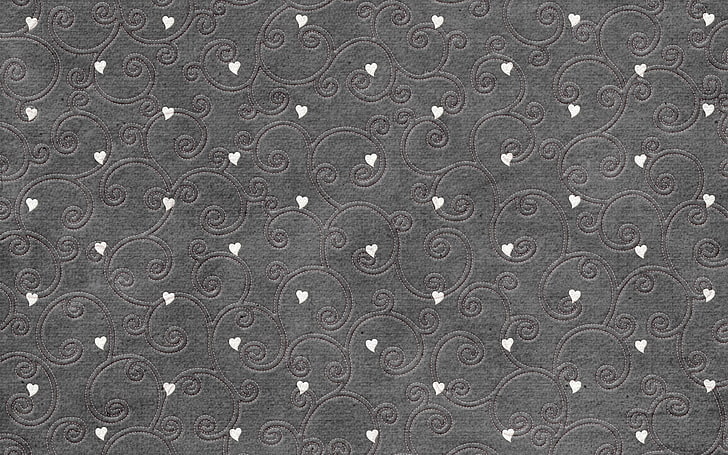 gray and white floral and heart pattern wallpaper, surface, heart, joint, pattern, HD wallpaper