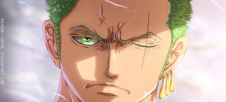 One Piece, Roronoa Zoro, yeşil gözlü, yeşil saçlı, yara izleri, HD masaüstü duvar kağıdı