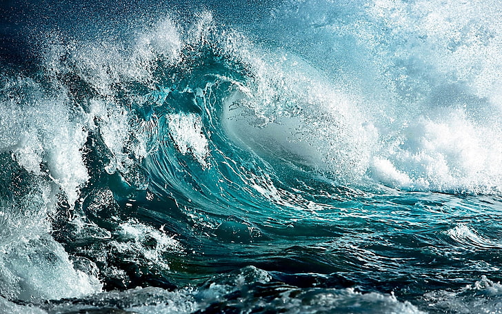 ocean waves illustration, sea, wave, storm, art, colors, HD wallpaper