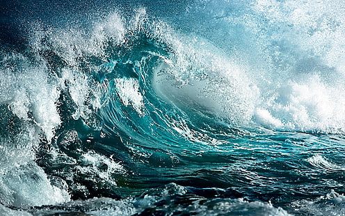 океанские волны иллюстрация, море, волна, шторм, арт, цвета, HD обои HD wallpaper