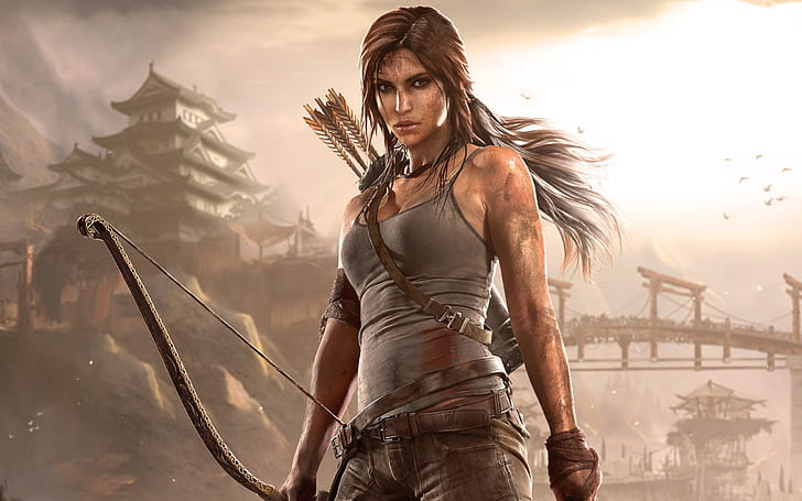 Bangkitnya Makam Raider Lara Croft, lara croft, makam raider, busur, Wallpaper HD