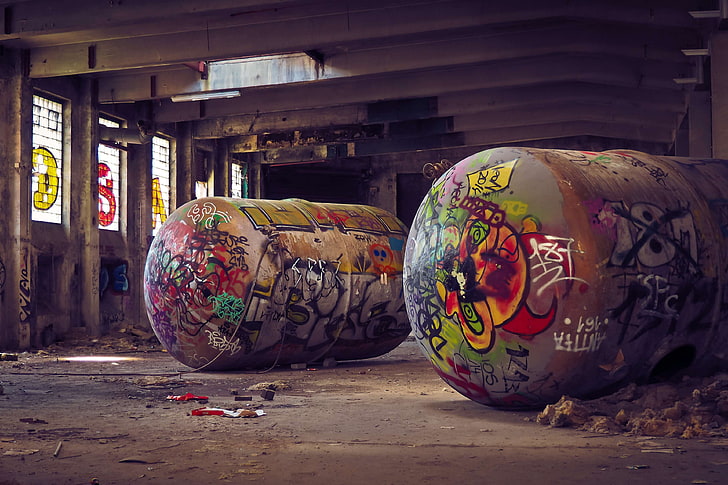 ailing, atmosphere, break up, broken, building, decay, dilapidated, factory, factory building, forget, gas, gas tank, graffiti, hall, industrial building, industrial plant, industry, lapsed, leave, lost places, mood, HD wallpaper