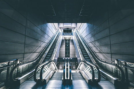 escalator subway underground, HD wallpaper HD wallpaper