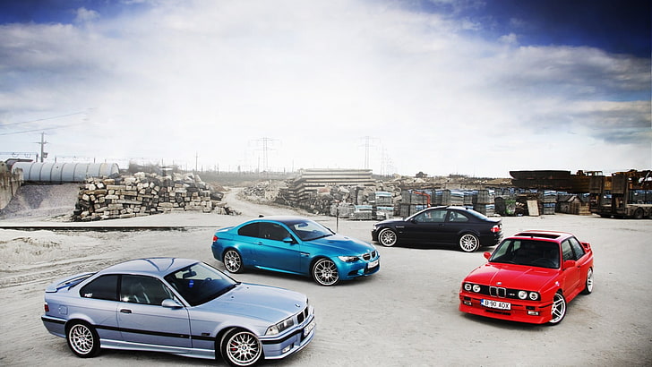 няколко автомобила с различни цветове, BMW, BMW E36, BMW E46, кола, Bmw E30 m3, HD тапет