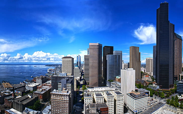 Seattle Town, city buildings photo, HD wallpaper