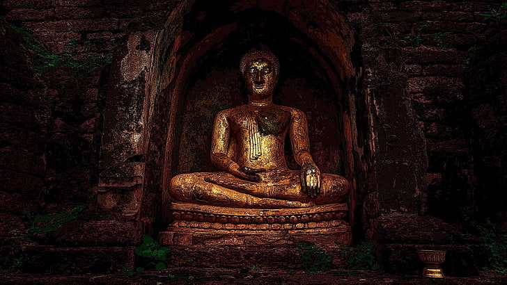 Gautama Buda, estatua, historia antigua, tallado, budista, histórico, templo, escultura, esculpir, oscuridad, monumento, religión, rock, Buda, Siddhartha, Fondo de pantalla HD