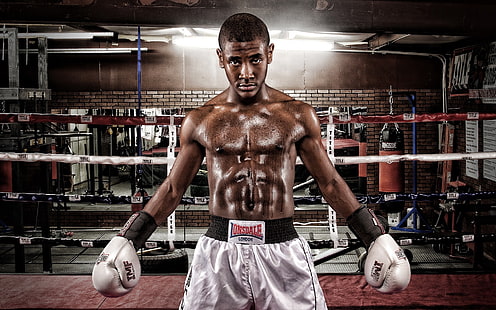 pantaloncini da boxe da uomo bianchi e paio di guanti, sport, boxe, boxer, potenza, Sfondo HD HD wallpaper