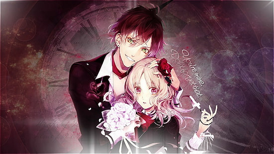 anime diabolik lovers manga sakamaki ayato komori yui vampires, HD wallpaper HD wallpaper