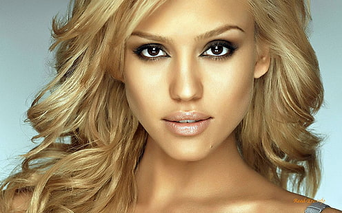 Джессика Альба, лицо, актриса, макияж, знаменитости, блондинка, женщины, HD обои HD wallpaper