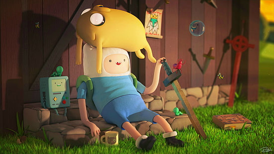 Adventure Time, BMO, Bunt, Finn der Mensch, Gamepad, Jake der Hund, HD-Hintergrundbild HD wallpaper