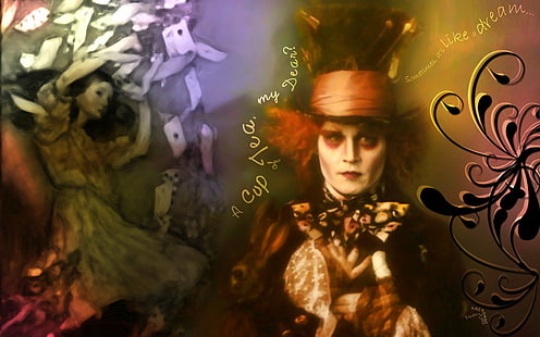Alice, Depp, Cappellaio, Johnny, Mad, Wonderland, Sfondo HD HD wallpaper
