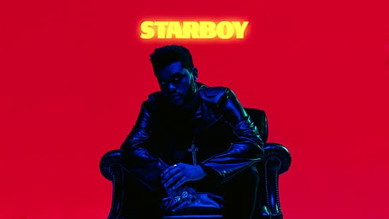 паровая волна, синтвейв, The Weeknd, звездный мальчик, простой фон, крест, HD обои HD wallpaper