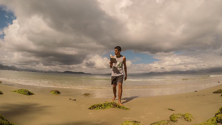 pulau, sampul buku, pemandangan laut, orang-orang, Brasil, Florianópolis, Wallpaper HD
