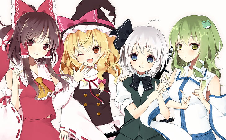 Anime, Touhou, Alice Margatroid, Reimu Hakurei, Sanae Kochiya, Youmu Konpaku, Fond d'écran HD