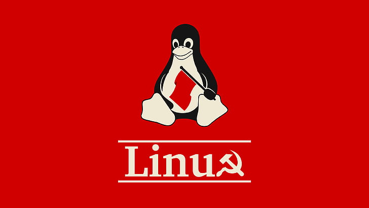 Linux, Tux, socjalizm, FoxyRiot, czerwony, sierp i młot, Tapety HD