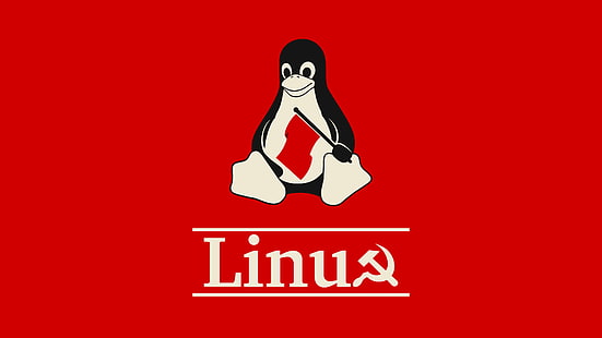 리눅스, Tux, 사회주의, FoxyRiot, 빨강, 망치와 낫, HD 배경 화면 HD wallpaper