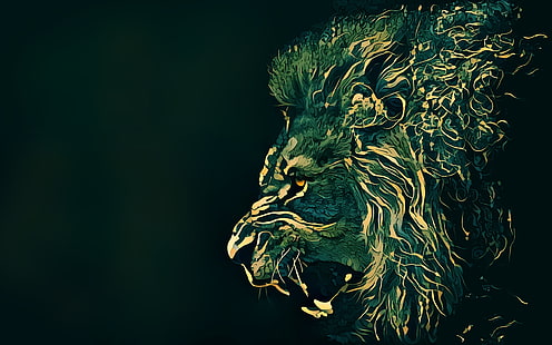 Fondo de pantalla digital de león, obra de arte, león, vida silvestre, Fondo de pantalla HD HD wallpaper
