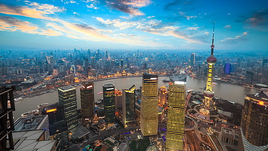 şehir binaları, şehir, gökdelen, shanghai, HD masaüstü duvar kağıdı HD wallpaper