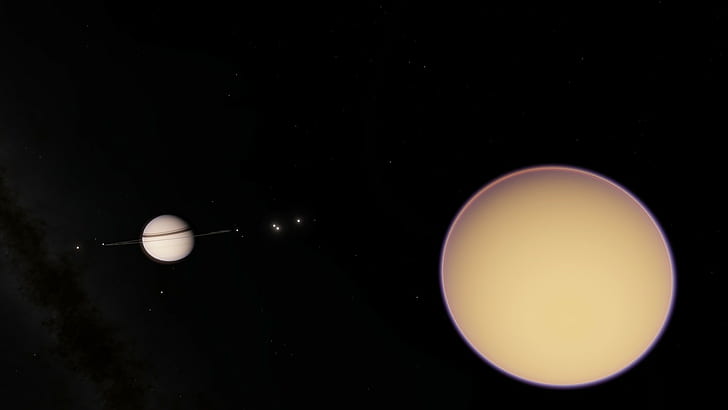 Weltraum, Raummaschine, Planet, Saturn, Titan, HD-Hintergrundbild