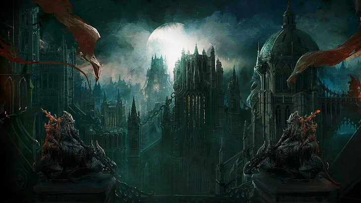 ilustracja brązowego zamku, Castlevania, zamek, gry wideo, krew, gry retro, Dracula, Castlevania: Lords of Shadow 2, Tapety HD