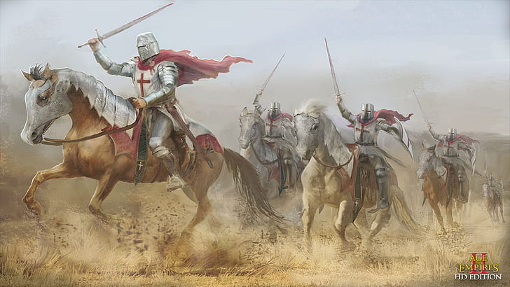 historic, history, horse, horse riding, Cavalry, Teutonic Order, knight, Age Of Empires, video games, HD wallpaper