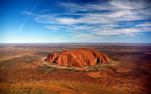 オーストラリア、エアーズロック、砂漠、風景、自然、岩、ウルル、 HDデスクトップの壁紙 HD wallpaper