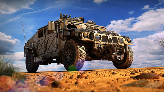 szary pojazd, wojsko, HMMWV, pojazd, wojsko, Tapety HD HD wallpaper