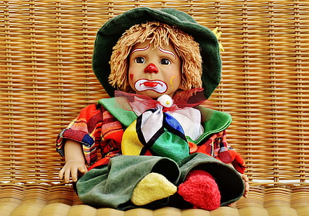 children, clown, colorful, cute, doll, funny, sad, sweet, toys, HD wallpaper HD wallpaper