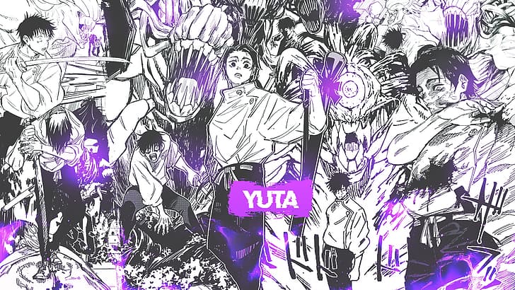 manga, collage, Yuta Okkotsu, Jujutsu Kaisen, Fondo de pantalla HD