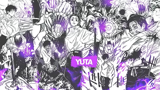 만화, 콜라주, Yuta Okkotsu, Jujutsu Kaisen, HD 배경 화면 HD wallpaper