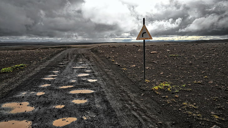 apocalyptic, mud, landscape, traffic signs, HD wallpaper