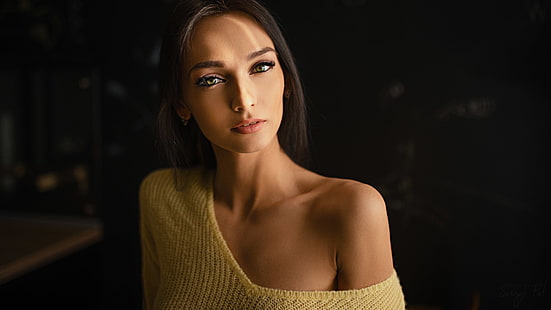 wanita, potret, wajah, model, sweter, Sergey Fat, Kseniya Alekseevskaya, Wallpaper HD HD wallpaper