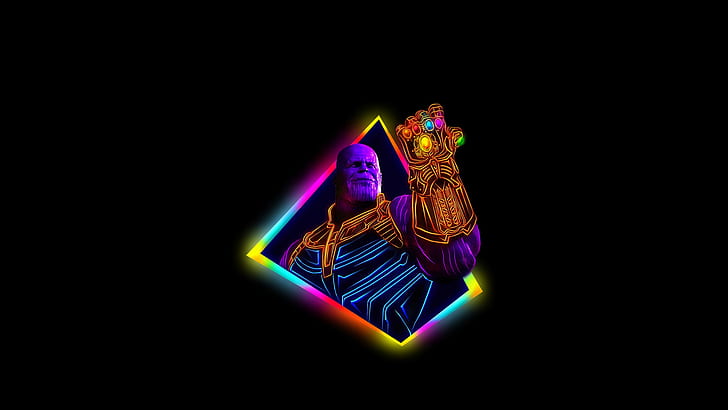Thanos Avengers Infinity War 80s Outrun Art, Wallpaper HD