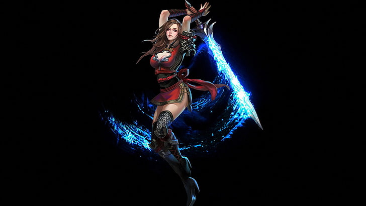 ilustrasi karakter wanita, seni fantasi, pedang, Wallpaper HD