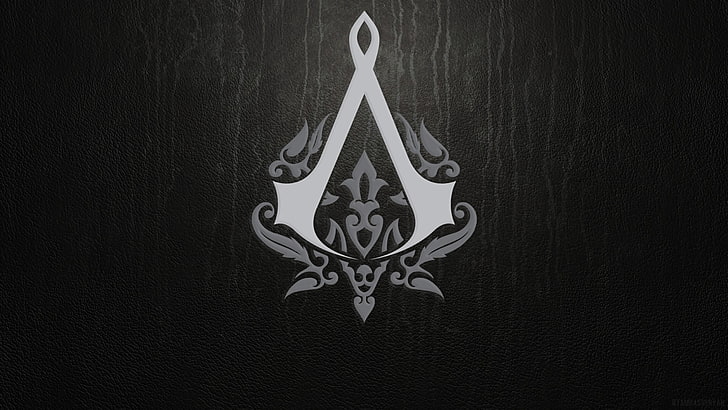 logotipo da âncora floral branco e cinza, logotipo do Assassins Creed, sindicato do Assasin's Creed, HD papel de parede