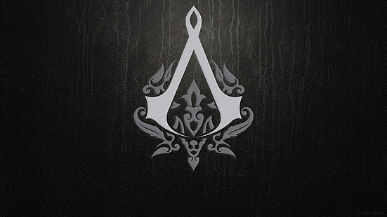 logotipo da âncora floral branco e cinza, logotipo do Assassins Creed, sindicato do Assasin's Creed, HD papel de parede HD wallpaper