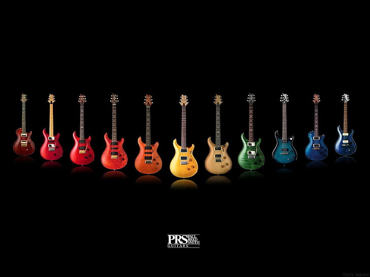 assorted-color electric guitars, guitar, HD wallpaper