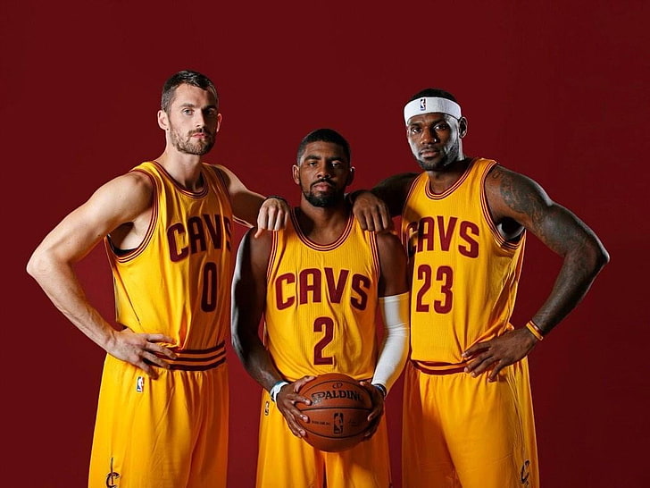 zdjęcie trzech zawodników Cavs NBA, NBA, koszykówka, sport, LeBron James, Cleveland Cavaliers, Cleveland, Tapety HD